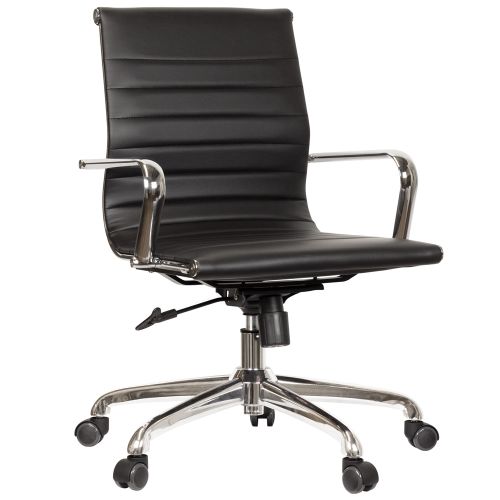 Ferrara Leather Task Chair, Black with Arms